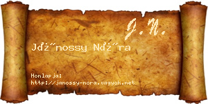 Jánossy Nóra névjegykártya